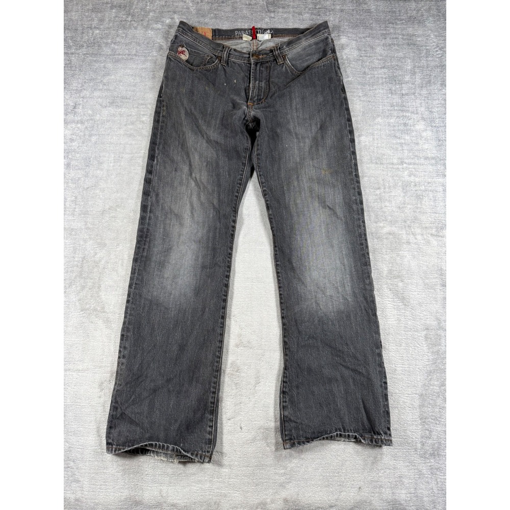 Parasuco Denim Legend Jeans Mens 34 Faded Black Straight Leg Fade Grunge Y2K